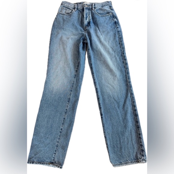 PacSun Denim - PacSun Dad Jean Button Fly Classic Straight Fit High Rise Blue Denim Jeans 27